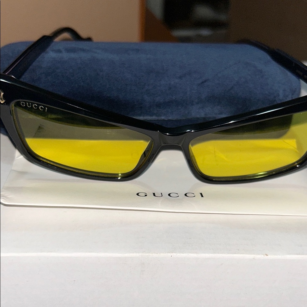 Gucci Black Frames with Yellow Lenses